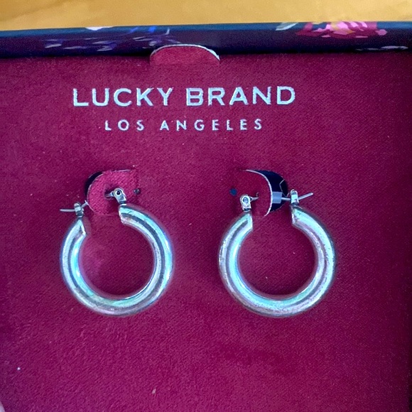 Lucky Brand Silver Hoops - Picture 2 of 7